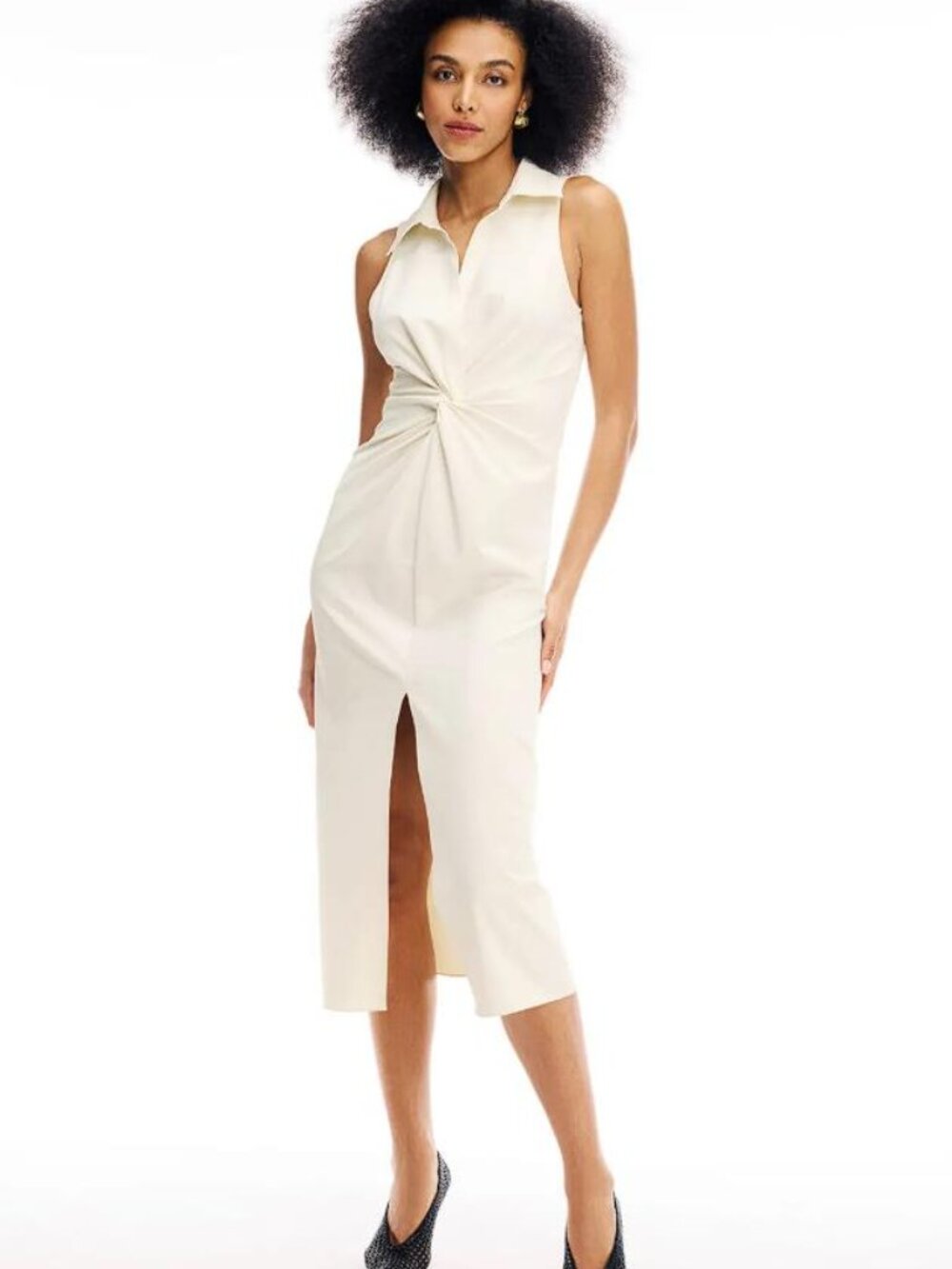CINQ A SEPT Women's Sleeveless Midi Mckenna Dress Size 4 in Ivory